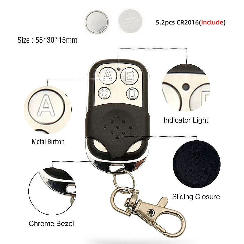 Universal Wireless Remote Control 433MHz AC220V 2CH RF Relay Receiver and Transmitter for Universal Garage door and gate Control