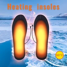 Супер-зимняя теплая стелька с USB подогревом, электрическая грелка для ног, зарядка, нагревание, моющийся размер, можно разрезать для многих видов обуви