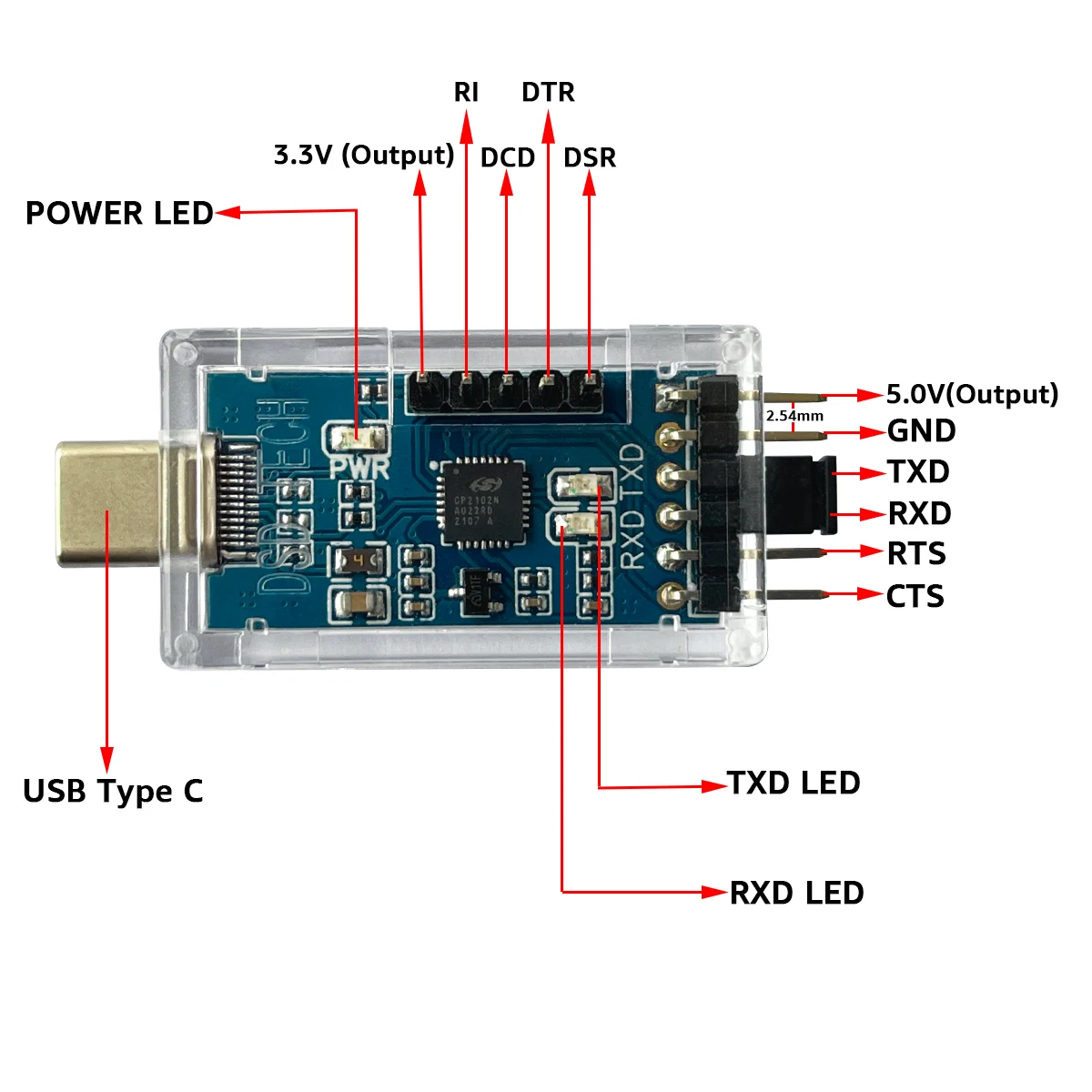DSD TECH SH-U09B3 USB-Typ-C-auf-TTL-Seriell-Adapter mit CP2102N-Chip 