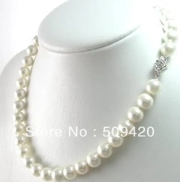 ~~ Free Shipping9-10MM Genuine freshwater white pearl necklace 18&quot | Украшения и аксессуары