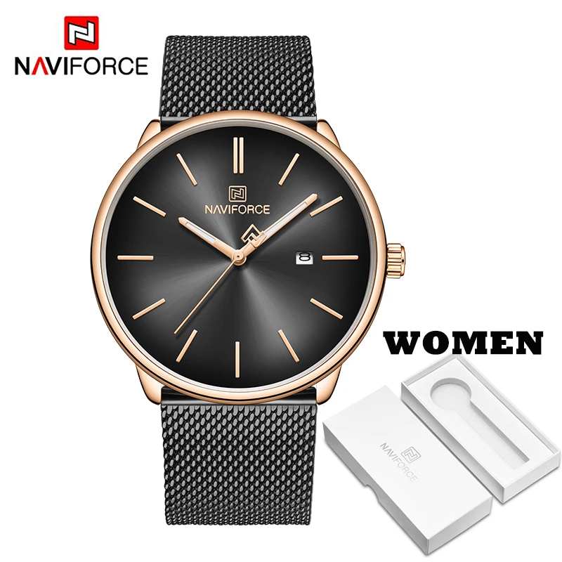 RGB WOMEN BOX NAVIFORCE Топ бренд класса люкс для мужчин кварцевые часы для женщин сталь Водонепроницаемый повседневное Дата Пара часы мужские наручные часы Relogio Masculino - Цвет: RGB WOMEN BOX