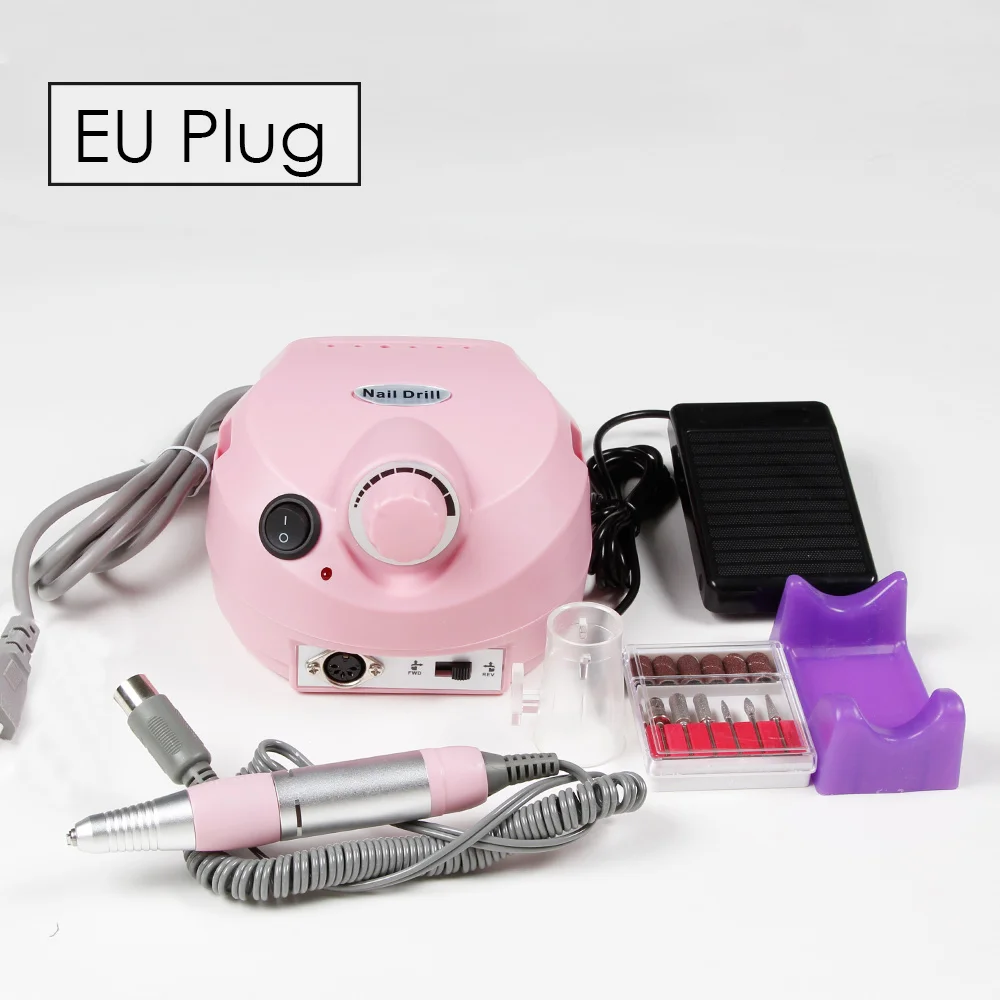 Pink EU Электрический аппарат для маникюра, гель для удаления кутикулы, 10 шт., фрезерные сверла, гель для удаления кутикулы, педикюрный аппарат, дизайн ногтей - Цвет: Pink EU