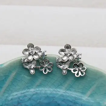 

Flower Style New Arrival Earrings Mountings Findings Settings Jewelry Parts Fittings for Pearls Beads Stones Agate Coral Jade