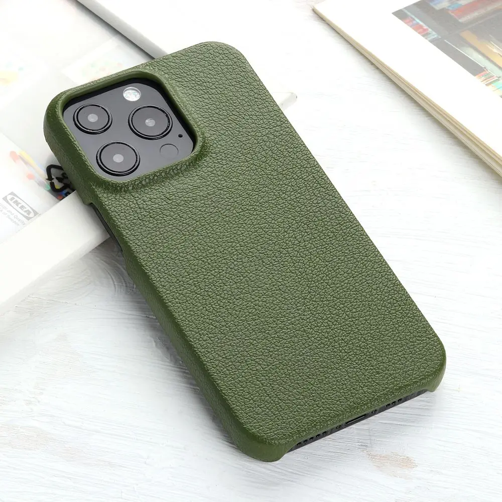thumbnail image 1 of Funda de piel con grano de lichi para iPhone 16, 14, 15, 13, 11, 12 Pro Max, 13 Mini, XR, X, XS Max, 14 Plus, carcasa trasera, 1 of 5