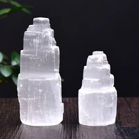 1PC Natural Selenite Lamp White Gemstones Ice Berg Hand Carved Lamp Around Crystal Ore Ornaments Craft Reiki Home Decor Collect 2