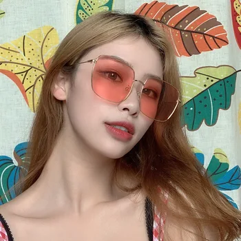 

2020 The New Polarized Light Sunglasses Ms Tide Net Red Big Box Transparent Pink Anti-UV Drive sunglasses