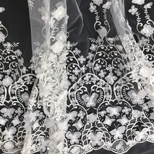 GLace 1Y/лот 3D вышивка шифон цветок сетка ткань для свадьбы кружевные аксессуары женское платье TX1357