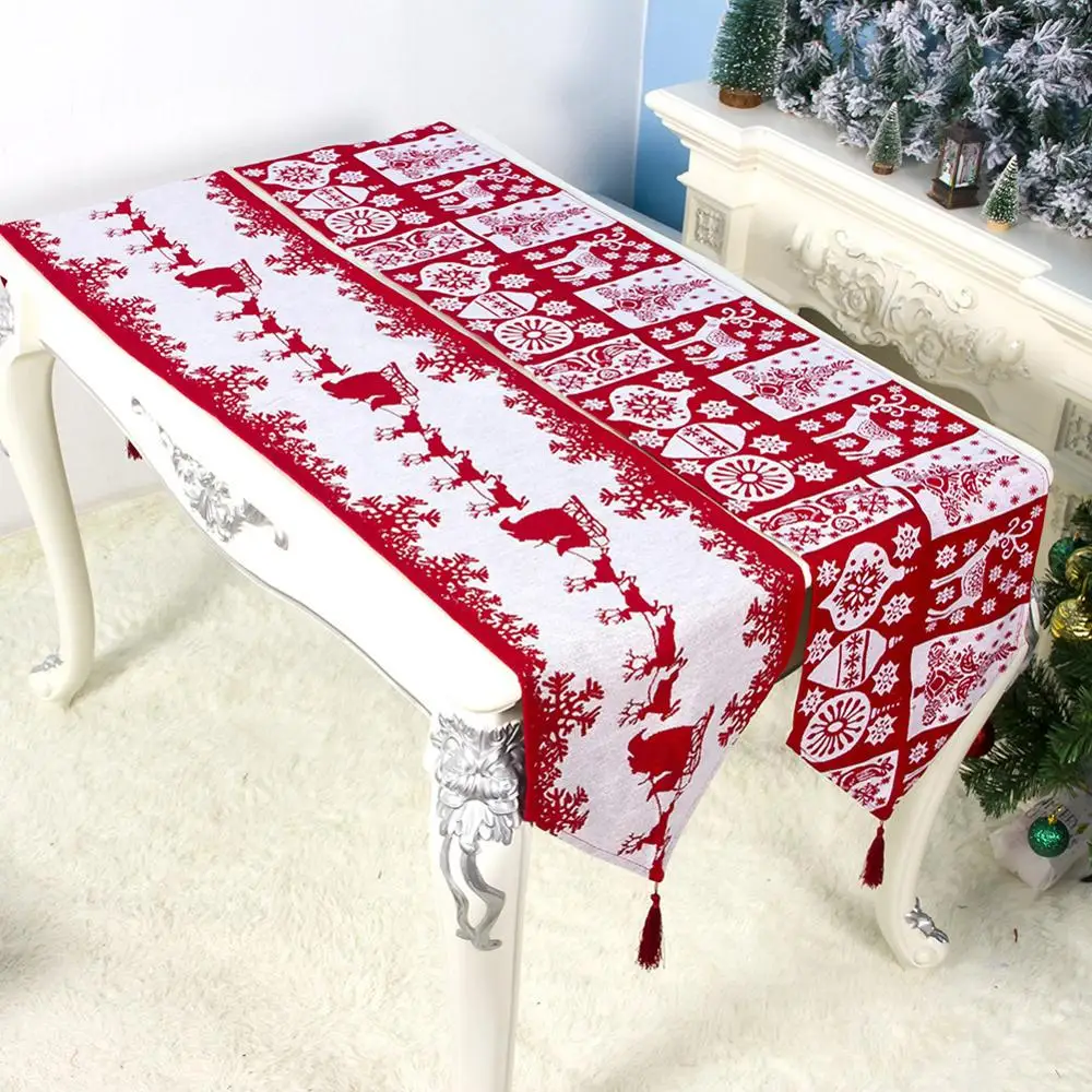 

14 X 71 Inch Christmas Table Runner Christmas Elk Table Cover Cloth Coffee Table Cloth Red Table Flag Christmas Decor