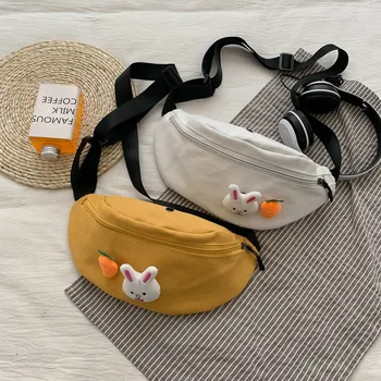 

Hobos Women Canvas Fanny Pack Waist Bag Student Chest Bag Solid Cute Pattern Belt Bum Bag Nerka Purse Pouch Pochete New Shoulder