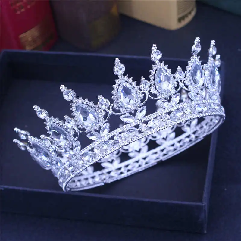 Crystal Queen King Tiaras and Crowns Bridal Diadem For Bride Women Headpiece Hair Ornaments Wedding Head Jewelry Accessories 