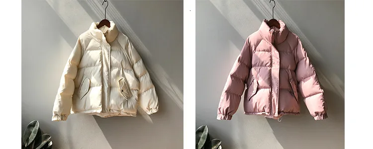 Mooirue осень зима корейский Стиль Розовая парка Женская свободная хлопковая стеганая одежда теплая свободная Новое поступление пальто