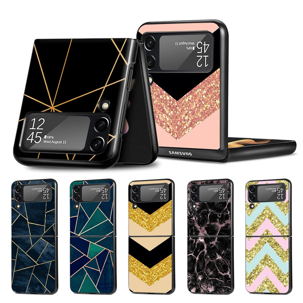 Cell Phone Case for Samsung Galaxy Z Flip3 5G Black Coque Z Flip 3 Hard PC Luxury Cover Zflip3 Funda Capa Fashion Pink Marble galaxy z flip3 5g case