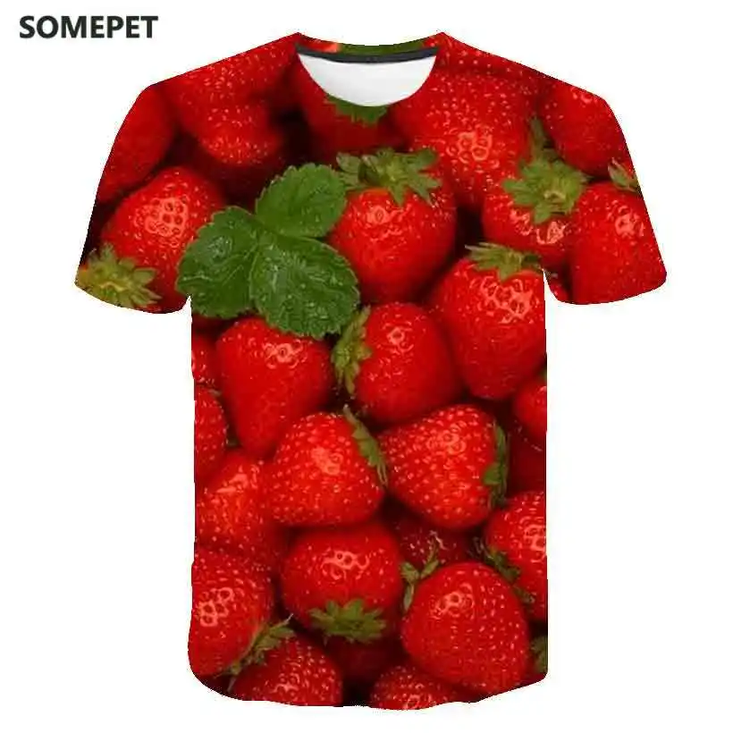 

Футболка с 3D-принтом фруктов для мужчин и женщин, модная повседневная Милая интересная рубашка в стиле Харадзюку, уличная одежда в стиле хип-хоп, лето