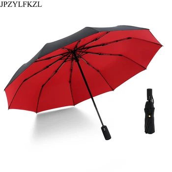 

Umbrella Men Rain Black Paint Ten Bone Automatic Folding Umbrella Female Male Car Luxury Large Windproof Umbrella Gift 50Ry023