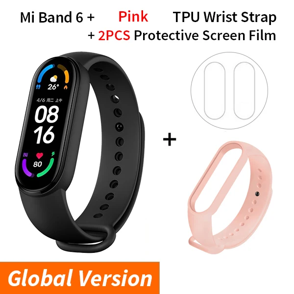 Multi-language Xiaomi Mi Band 6 Smart Bracelet 1.56"AMOLED Screen miBand 6 Heart Rate Fitness Traker Bluetooth 5ATM Waterproof 