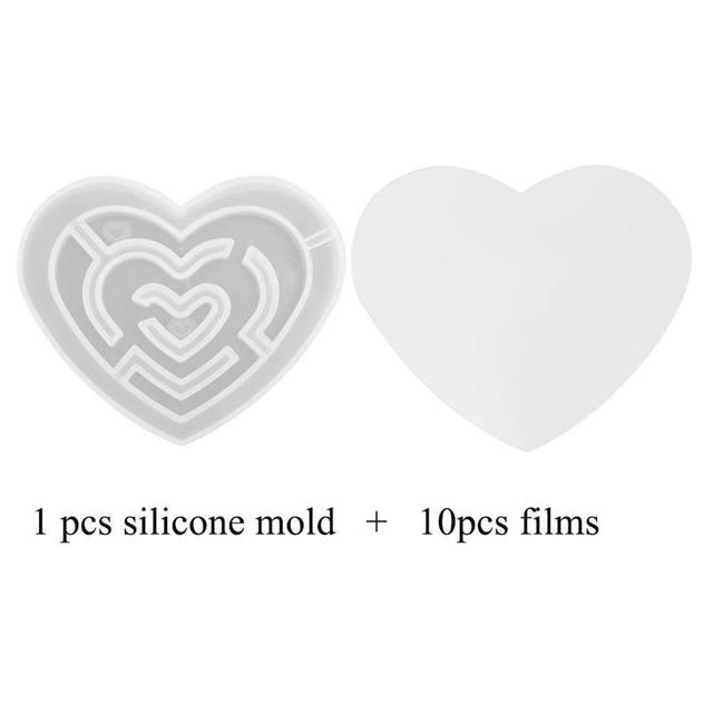 Maze Silicone Mold Shaker Molds Milk Bottle Heart Shape UV Epoxy Resin Mold Heart Keychain Pendant Craft Jewelry Tools
