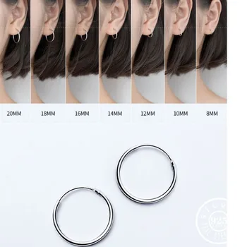 

Silver 925 Circle Ear Rings Earings Mens Fine Jewelry Bijoux Femme Round 925 Sterling Silver Hoop Earrings for Women Brincos
