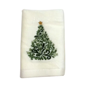 

1pc Face Towel Creative Christmas Tree Cotton Embroidered Comfortable Durable Face Towel for Ladies Women Girls
