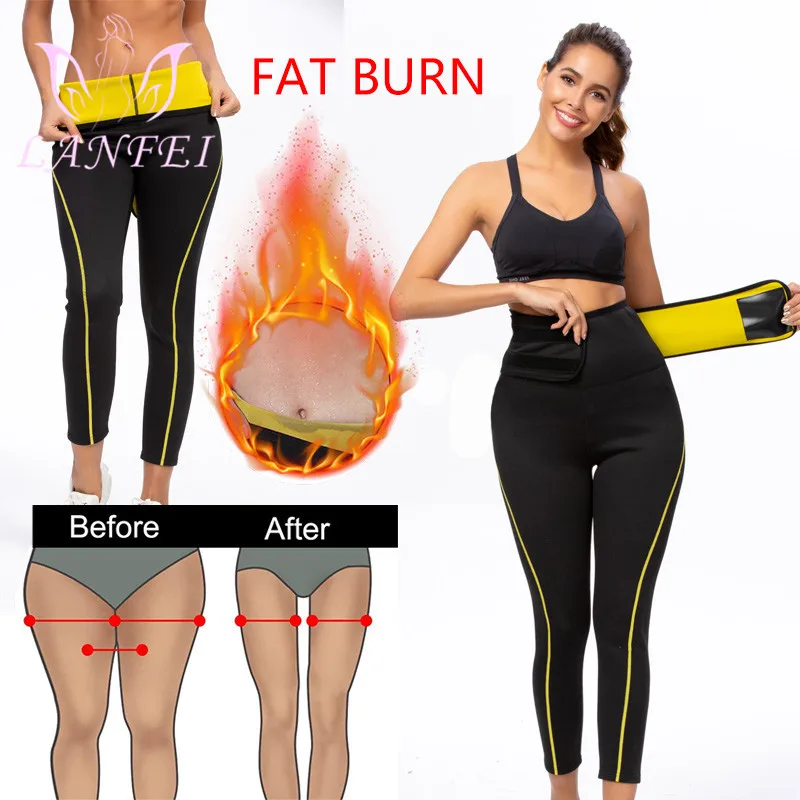 Perda de Peso Calças de Neoprene Lanfei Mulheres Sauna Emagrecimento Quente Thermo Cintura Trainer Controle Cinto Suor Leggings Corpo Shaper Calcinha 8 Pijamas e Moda Íntima