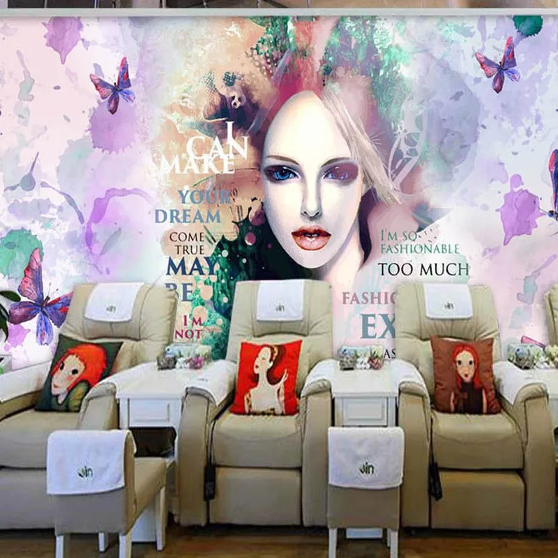 

Dropship Dropship Custom 3D Wallpaper European And American Fashion Watercolor Beauty Wallpaper For Cosmetics Shop Bedroom