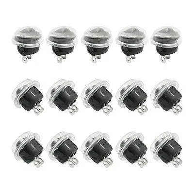 

15 Pcs 6A/4A 250VAC 10A 125VAC 2Pin SPST Round Head ON/OFF Rocker Switch w Cover