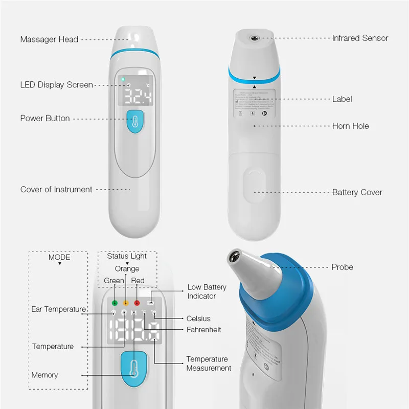 DIGOO DG-PC809 термометр для ушей и головок цифровой Бесконтактный lcd ИК лазерный инфракрасный цифровой температурный височный термометр