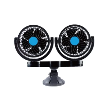 

HOT！-Car Fan Portable Vehicle Fan Dual Head Electric Fan Vehicle Mounted USB Fan 360 Degree Rotation Auto Cooling Fan 3 Speed St
