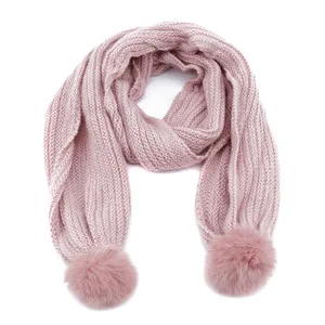 Pink Осенне-зимний детский шарф, модные теплые вязаные длинные шарфы из кроличьей шерсти, детский теплый шерстяной кашемировый шарф sjaal - Цвет: Pink