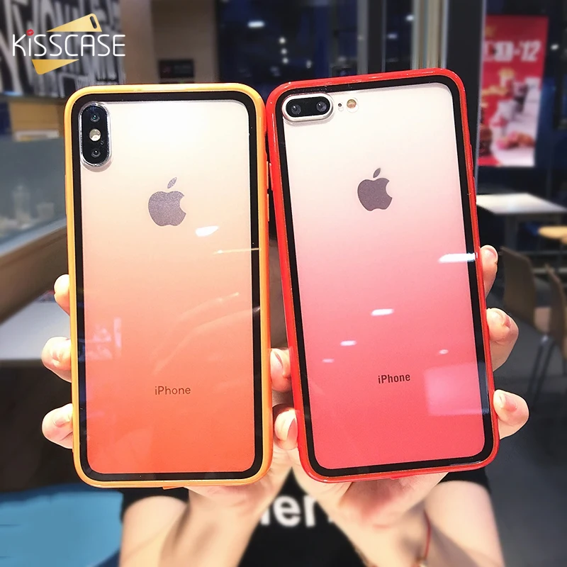 KISSCASE Soft Clear Gradient Phone Case For iPhone XR X XS Max 7 8 Transparent Cases iphone 6 6S Plus Back Covers Fundas |