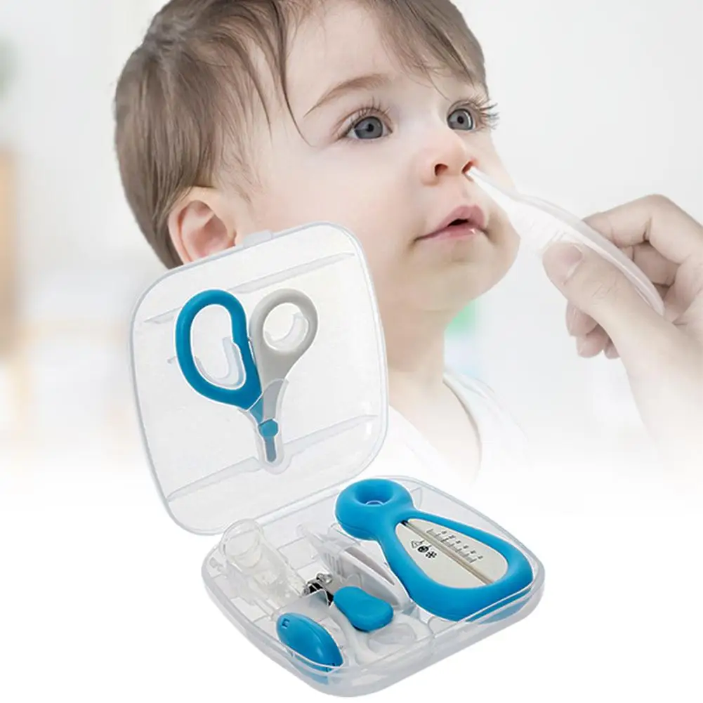 4pcs Baby Healthcare Kits Nail Care Set Infant Finger Trimmer Scissors Clippers Storage Box For Travel | Мать и ребенок