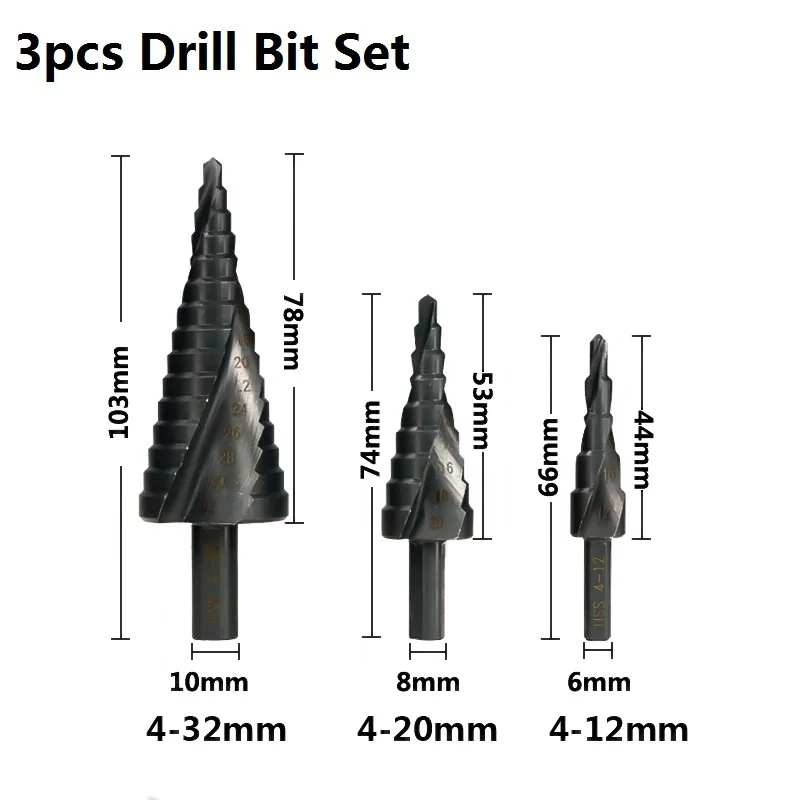 SKU图片-XCAN-4-12-20-32mm-6-30mm-HSS-Cobalt-Step-Cone-Drill-Bit-Nitride-Coated-Wood.jpg_.webp