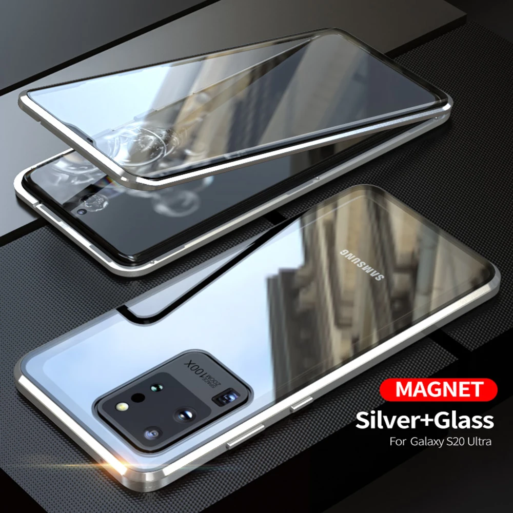 Чехол-книжка для Samsung Galaxy S20 Ultra Plus двусторонний из закаленного стекла с магнитной