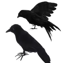 1 шт Хэллоуин Опора перья ворона птица большие расползающиеся крылья черная игрушка ворона модель игрушки, реквизит для выступления