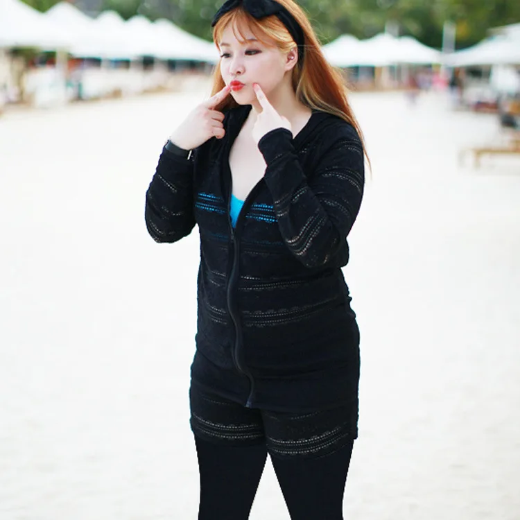 

18 New Style Fat Mm Women's Conservative Plus-sized Split Type Long Sleeve Trousers Sun-resistant Slimming Jellyfish Bathing Sui