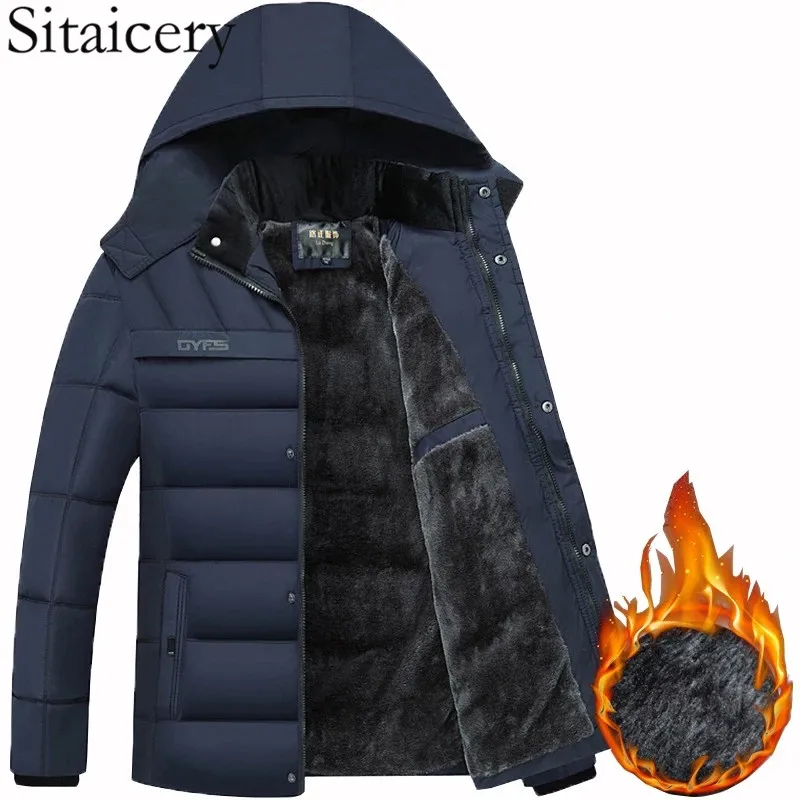 Sitaicery Men's Fashion 2020 Hooded Winter Men's Jacket Thick Warm Windproof Black Men's Clothing Plush Liner Zipper Coat Parka Sitaicery Men's Fashion 2020 Hooded Winter Men's Jacket Thick Warm Windproof Black Men's Clothing Plush Liner Zipper Coat Parka