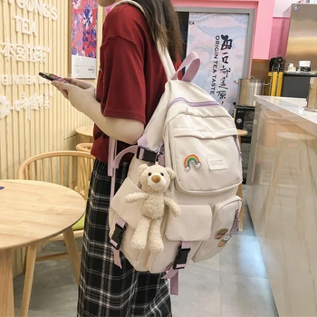 

Multi-pocket Design Women Backpack Teenage Girls School Bags Soft Nylon Campus Student Book Bags For School Teens Girls