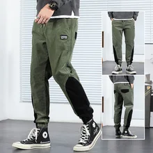 2021 New Korean Style Tide Brand INS Simple Men's Casual Pants Loose Stitching All-Match Men's Casual Corduroy Pants Trousers