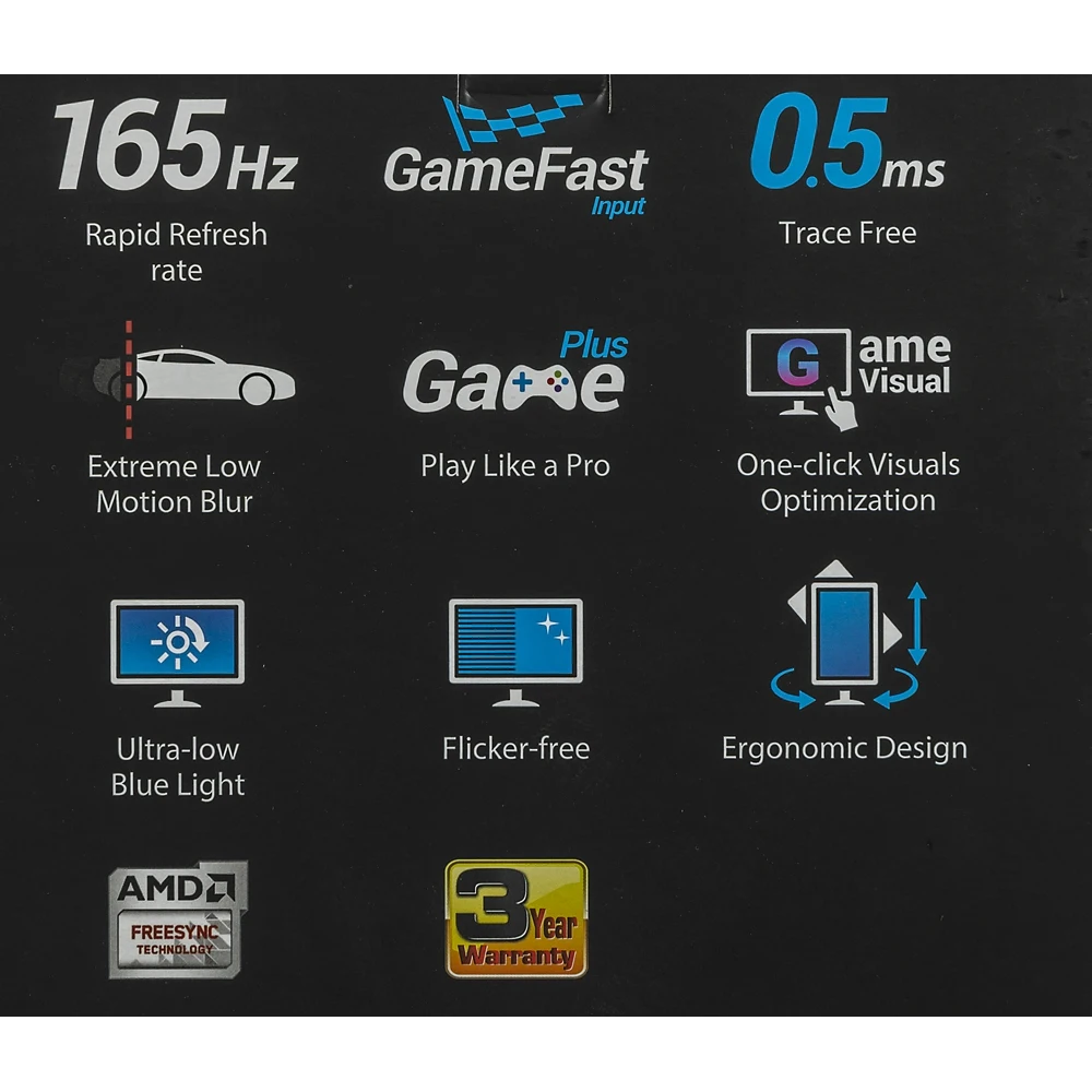 Монитор Asus 24.5" VG258QR TN 1920x1080 165Hz FreeSync 400cd/m2 16:9