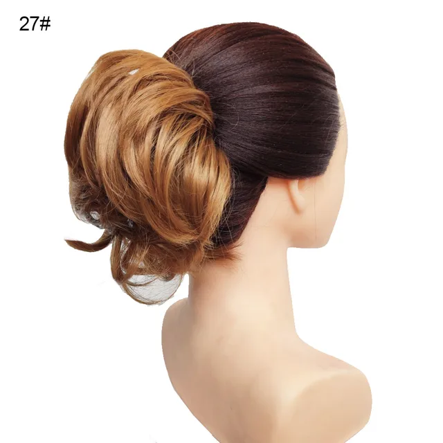 Jeedou Messy Chignon Donut Hair Bun Pad Elastic Hair Rope Rubber Band Synthetic Hairpiece Gary Brown Color S-27