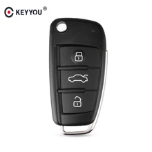 KEYYOU 3 кнопки складной пульт дистанционного управления флип Автомобильный ключ чехол оболочка брелок для Audi A2 A3 A4 A6 A6L A8 Q7 TT Брелок чехол Замена