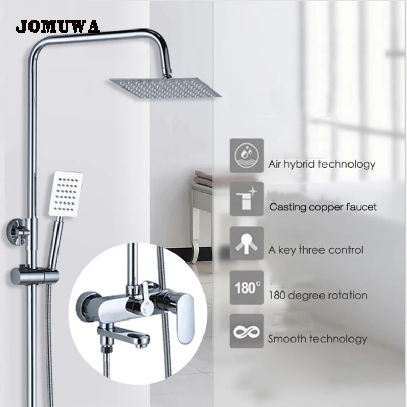 1SET Bathroom sets faucets set Bath Shower Faucet with slide bar rainfall shower head bathtub mixer taps | Обустройство дома