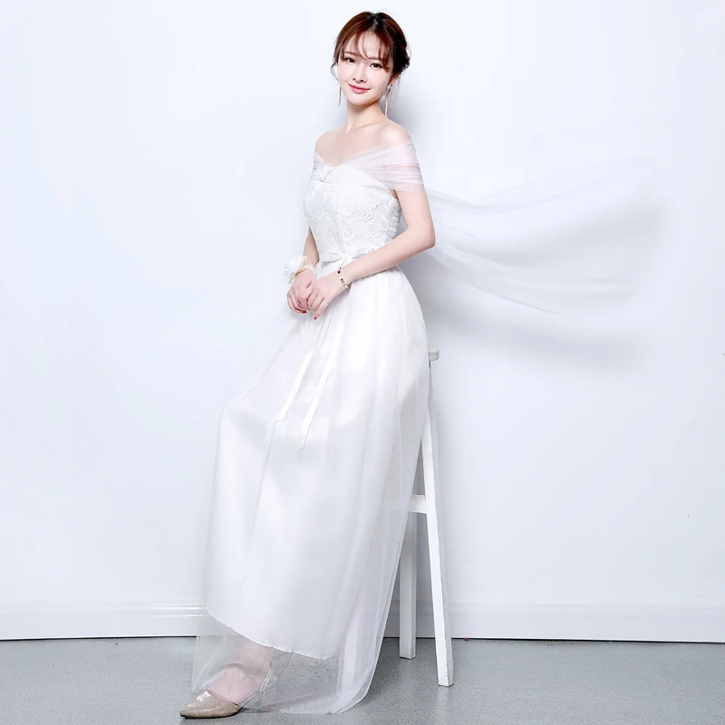 

White Tulle Bridesmaid Dresses Sister Elegant Dress Women for Wedding Party Host Vestido Azul Marino Sexy Dress Prom Azul Royal