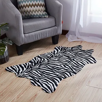 

#L4 Zebra horseskin floor mat bedroom bedside rug Imitation Milk Cowhide Pattern Horseskin Floor Mat Bedroom Bedside Rug