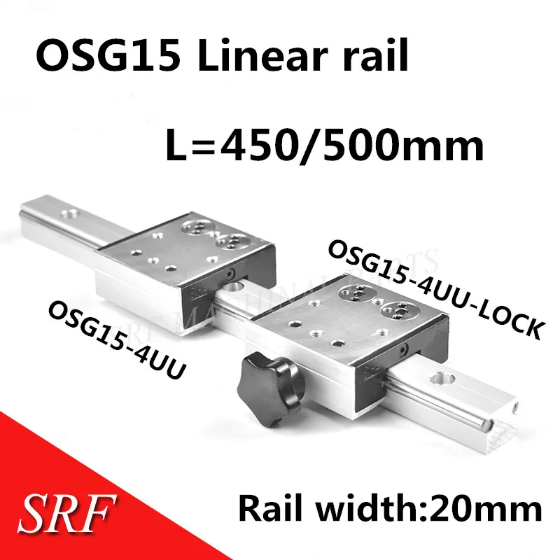 20mm width Double axis roller linear guide 1pcs OSG15 L=450/500mm+1pcs