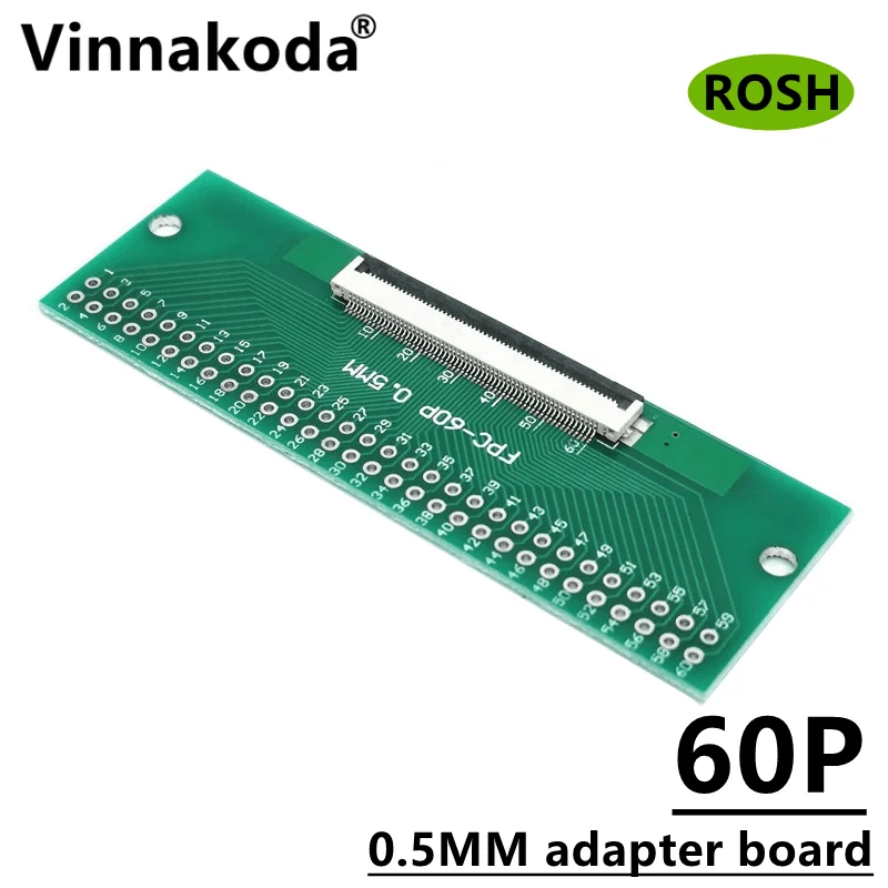 2PCS FFC/FPC adapter board 0.5MM-60P to 2.54MM welded 0.5MM-60P flip-top connector