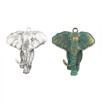 

2pcs Elephant Charms Pendant 71x63mm Antique /Verdigris Patina Color For Handmade Necklace Jewelry Findings Making Gifts