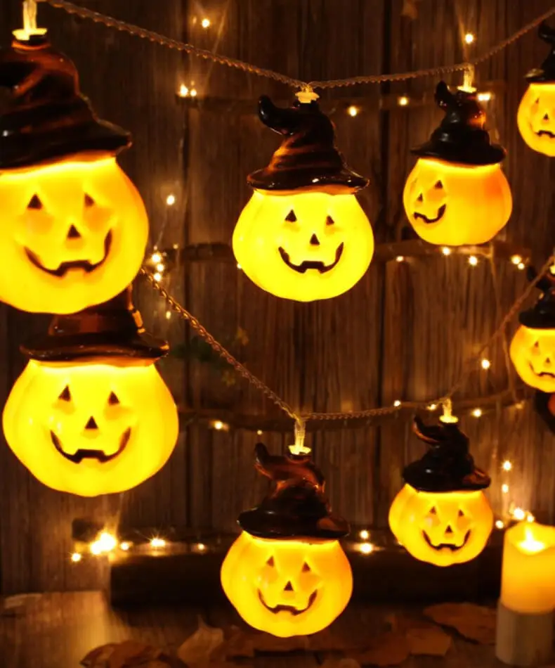 Chapéu de Abóbora Luzes da Corda Decorações do Dia das Bruxas para Casa ao ar Fantasma Guirlanda Bonito Noite Lâmpada Livre Festa Cortina Quarto Feriado Led 9 dia das bruxas para casa ao ar