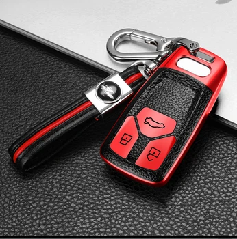 

2020 Leather+TPU Car Smart Key Cover Full Case For Audi A4 A4L A6L A5 B9 Q5 Q7 TT TTS 8S S5 S7 2017 2018 2019 Ring Accessories