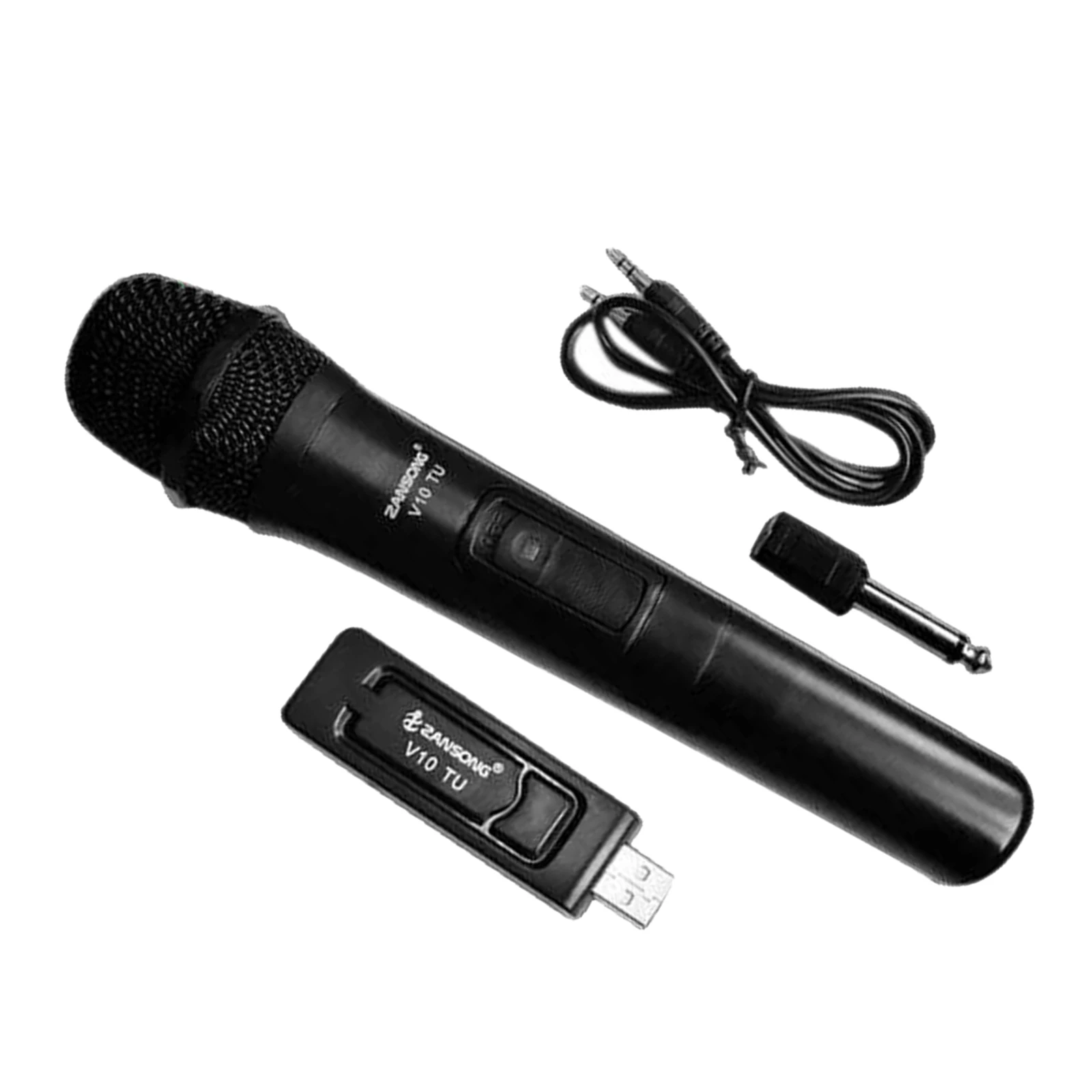Wireless Microphone VHF Handheld Microphone with Receiver for Karaoke Speech Loudspeaker 3.5mm 6.35mm Adapter Mic