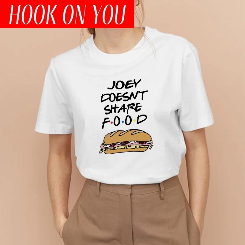 Showtly Friends TV Show 25TH Anniversary Celebration женская футболка JOEY DOESN'T SHARE FOOD Thank Ulzzang Harajuku топы |